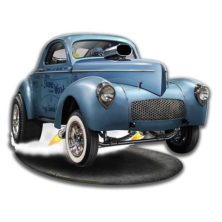 HOME IMPROVEMENT 14 x 11 in. 1941 S.W.C. Willys Gasser Cut-Out Plasma Metal Sign HO1123962